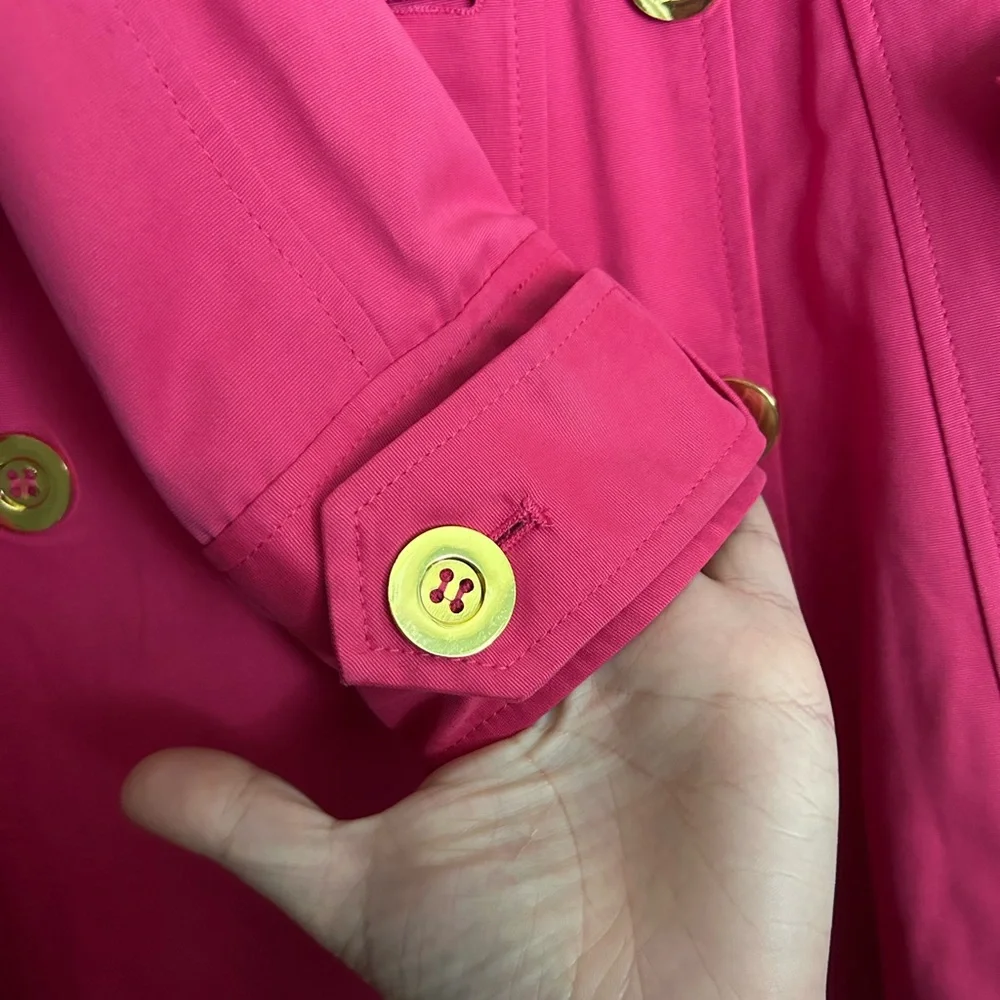 INC International Concepts Fuchsia Double-Breasted Trench Coat - Picture 4 of 6